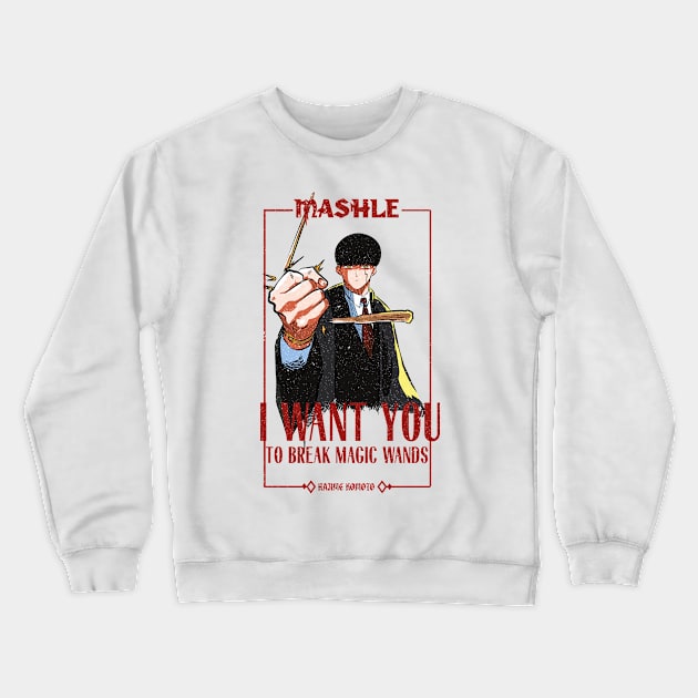 MASHLE: MAGIC AND MUSCLES (I WANT YOU) WHITE (GRUNGE STYLE) Crewneck Sweatshirt by FunGangStore